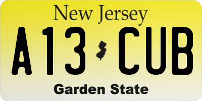 NJ license plate A13CUB