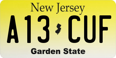 NJ license plate A13CUF