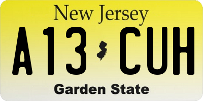 NJ license plate A13CUH