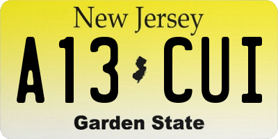 NJ license plate A13CUI