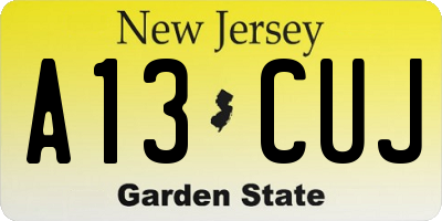 NJ license plate A13CUJ