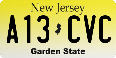 NJ license plate A13CVC
