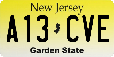NJ license plate A13CVE