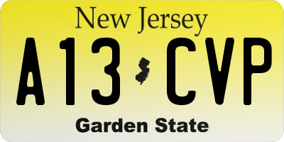 NJ license plate A13CVP
