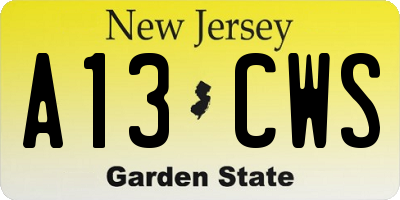NJ license plate A13CWS