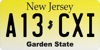 NJ license plate A13CXI