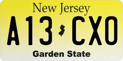 NJ license plate A13CXO