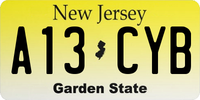NJ license plate A13CYB