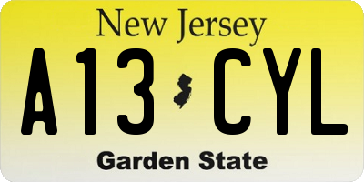 NJ license plate A13CYL