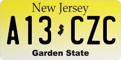 NJ license plate A13CZC