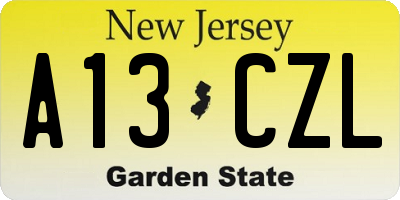 NJ license plate A13CZL