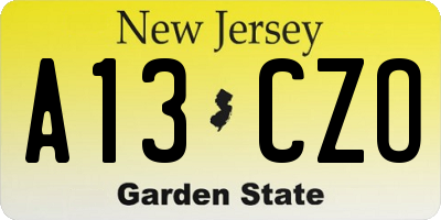 NJ license plate A13CZO