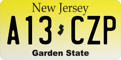 NJ license plate A13CZP