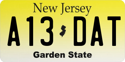 NJ license plate A13DAT