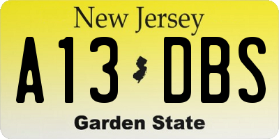 NJ license plate A13DBS