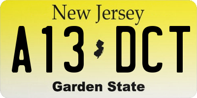 NJ license plate A13DCT