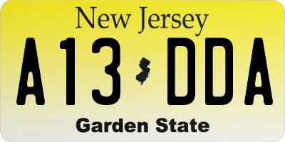 NJ license plate A13DDA