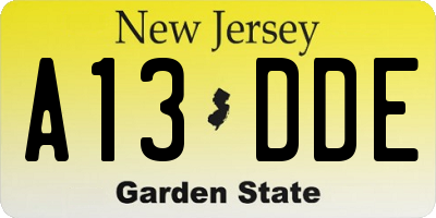 NJ license plate A13DDE