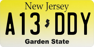 NJ license plate A13DDY