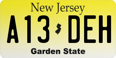 NJ license plate A13DEH