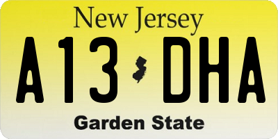 NJ license plate A13DHA
