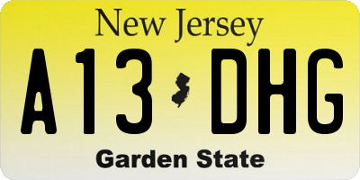 NJ license plate A13DHG