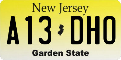 NJ license plate A13DHO