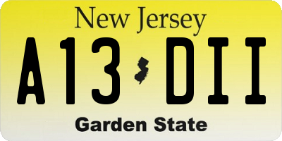 NJ license plate A13DII