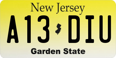 NJ license plate A13DIU