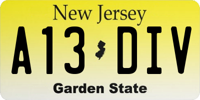 NJ license plate A13DIV