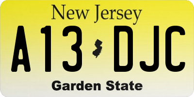 NJ license plate A13DJC