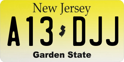 NJ license plate A13DJJ