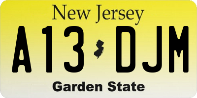 NJ license plate A13DJM