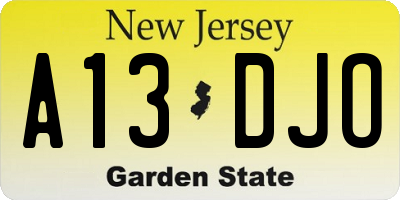 NJ license plate A13DJO