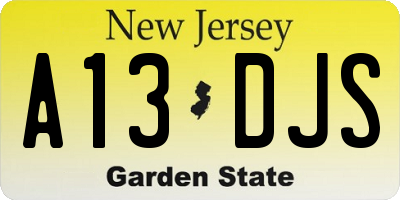 NJ license plate A13DJS
