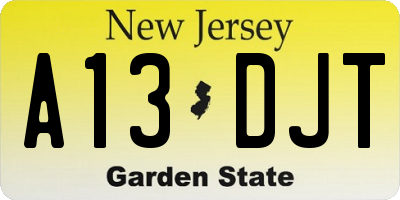 NJ license plate A13DJT