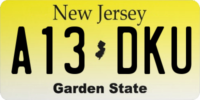 NJ license plate A13DKU