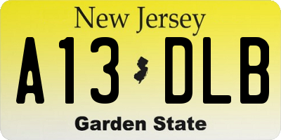 NJ license plate A13DLB