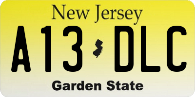 NJ license plate A13DLC