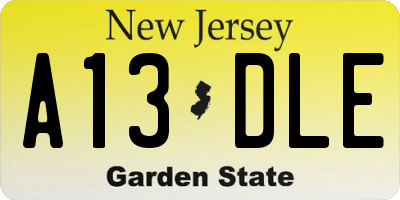 NJ license plate A13DLE