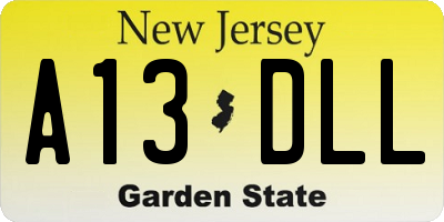 NJ license plate A13DLL