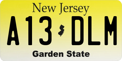 NJ license plate A13DLM