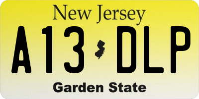 NJ license plate A13DLP