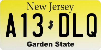 NJ license plate A13DLQ