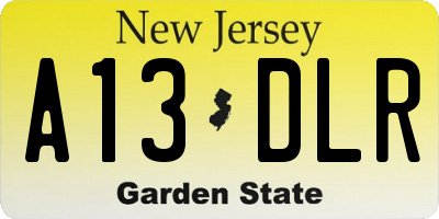 NJ license plate A13DLR