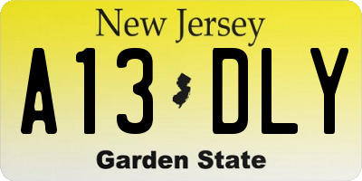 NJ license plate A13DLY