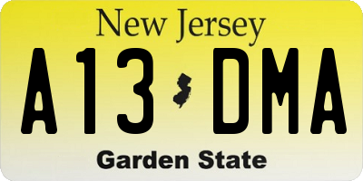 NJ license plate A13DMA
