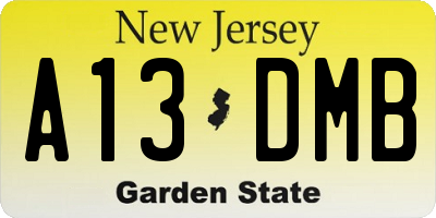 NJ license plate A13DMB