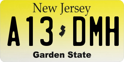 NJ license plate A13DMH