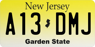 NJ license plate A13DMJ